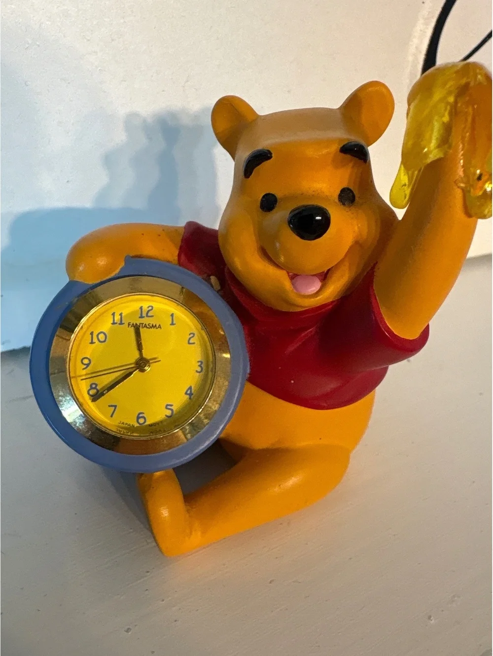 Vintage Winnie the Pooh Figurine Clock with Hunny Pot Disney